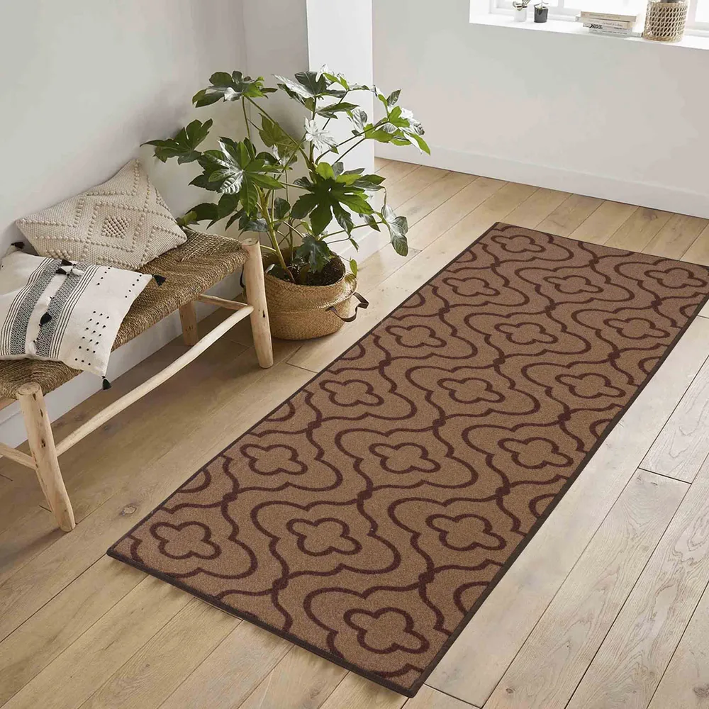 Havana Quatrefoil Anti Slip Door Mat - Beige, Nylon