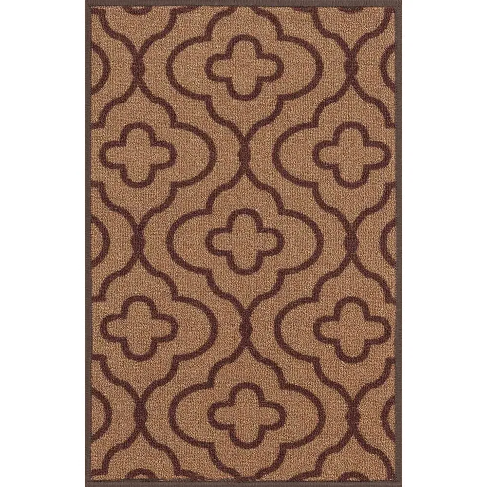 Havana Quatrefoil Anti Slip Door Mat - Beige, Nylon