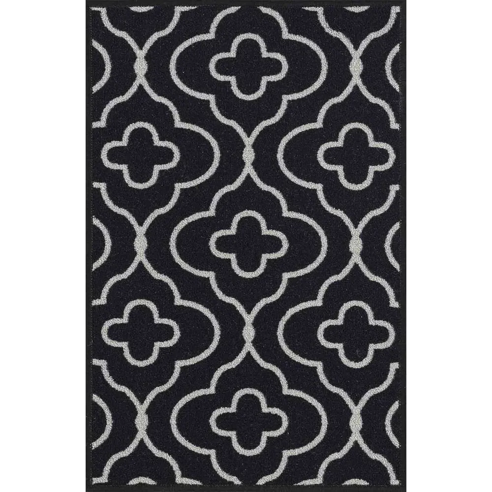 Havana Quatrefoil Anti Slip Door Mat - Black, Nylon