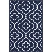 Havana Quatrefoil Anti Slip Door Mat - Navy, Nylon