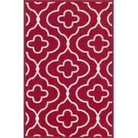 Havana Quatrefoil Anti Slip Door Mat - Red, Nylon