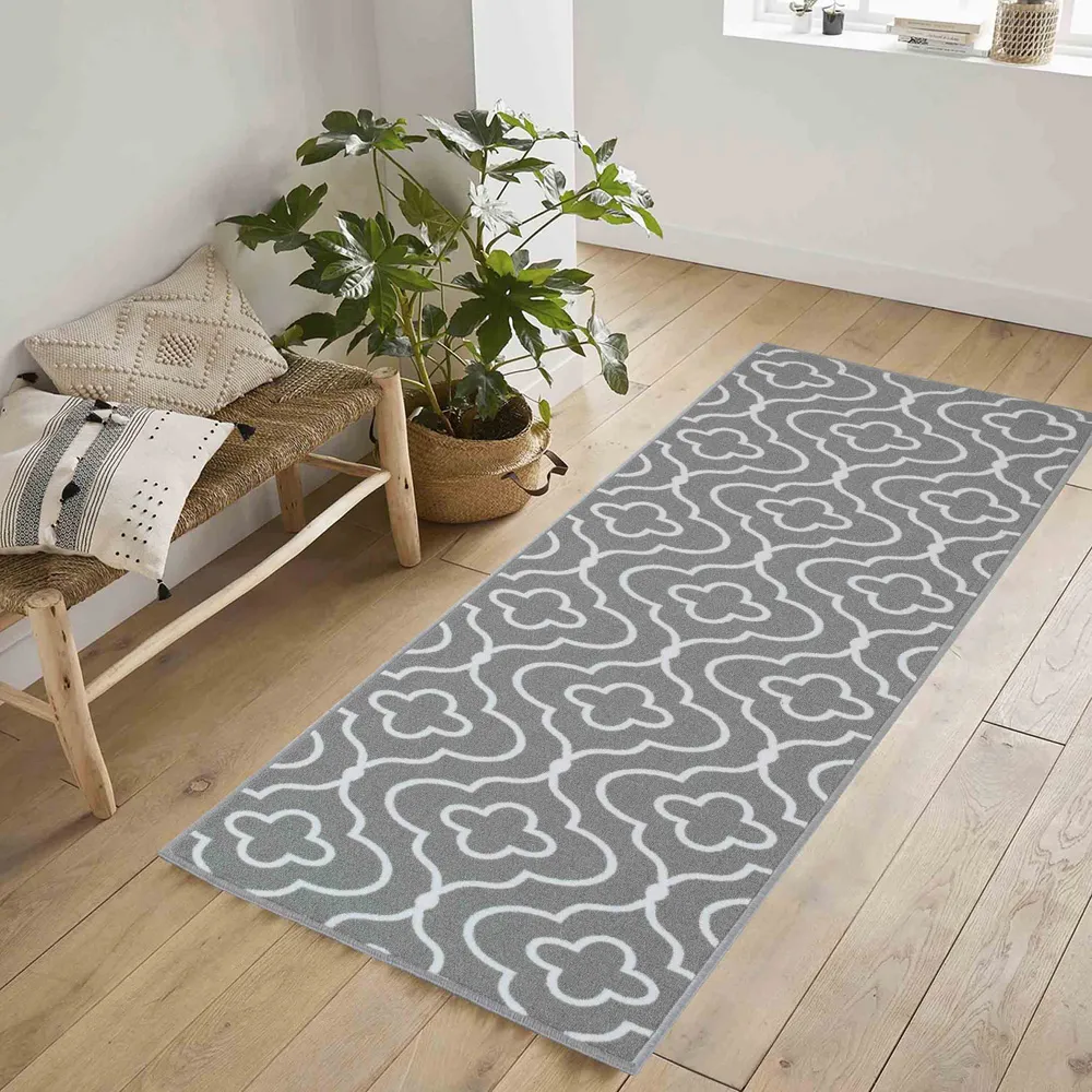 Havana Quatrefoil Door Mat with Anti Slip - Grey, Nylon