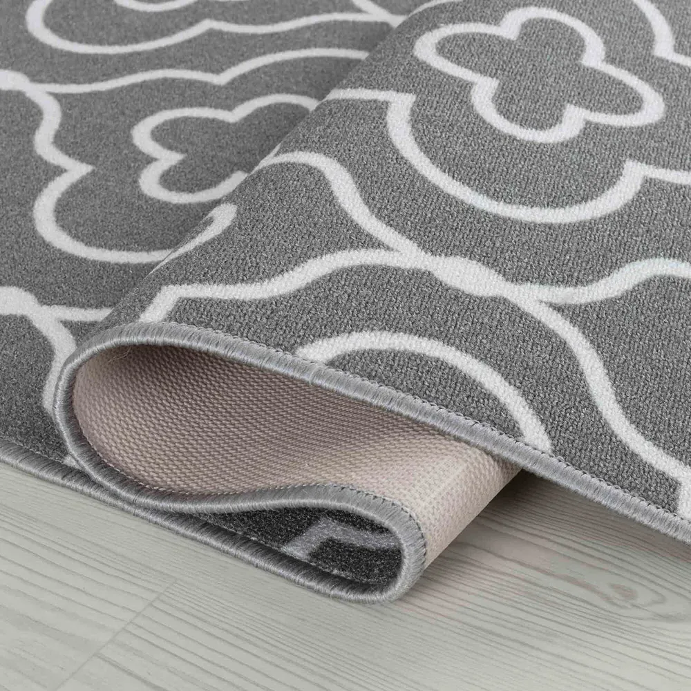 Havana Quatrefoil Door Mat with Anti Slip - Grey, Nylon
