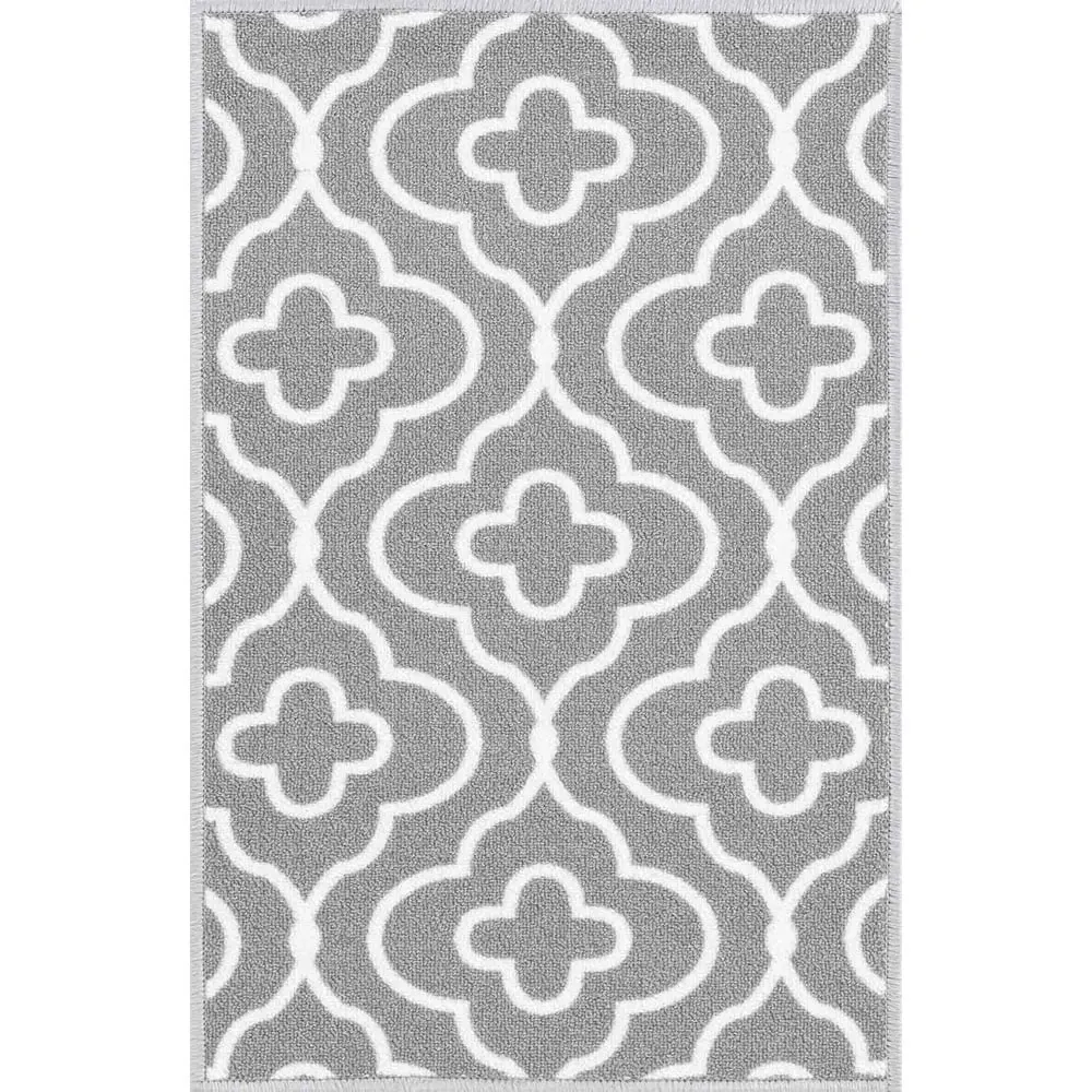 Havana Quatrefoil Door Mat with Anti Slip - Grey, Nylon image