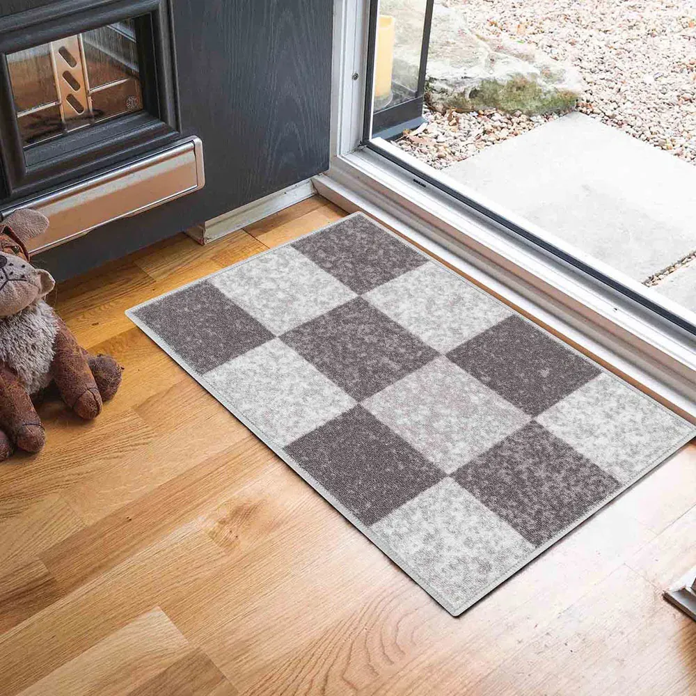 Havana Square Anti Slip Door Mat - Grey, Nylon