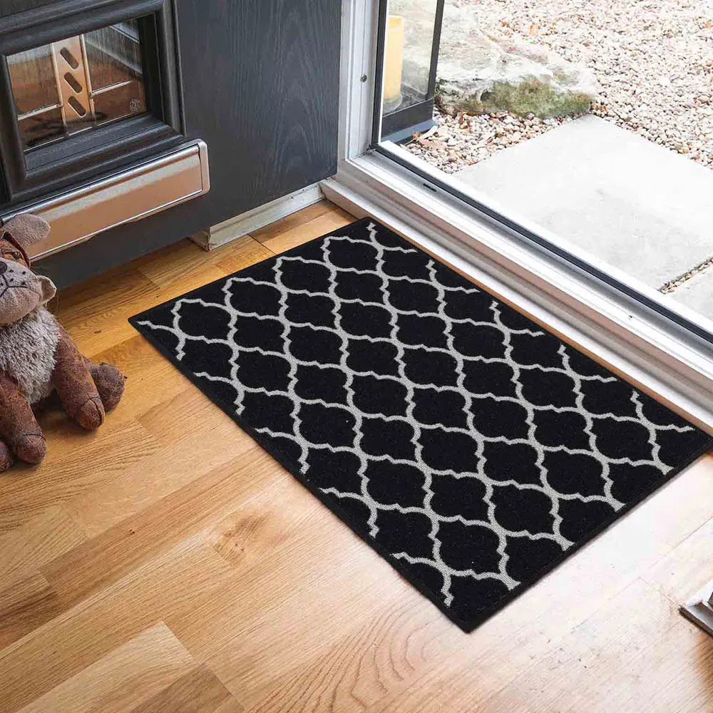 Havana Trellis Anti Slip Door Mat - Black, Nylon
