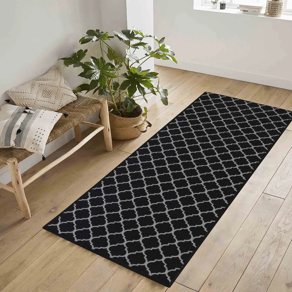 Havana Trellis Anti Slip Door Mat - Black, Nylon