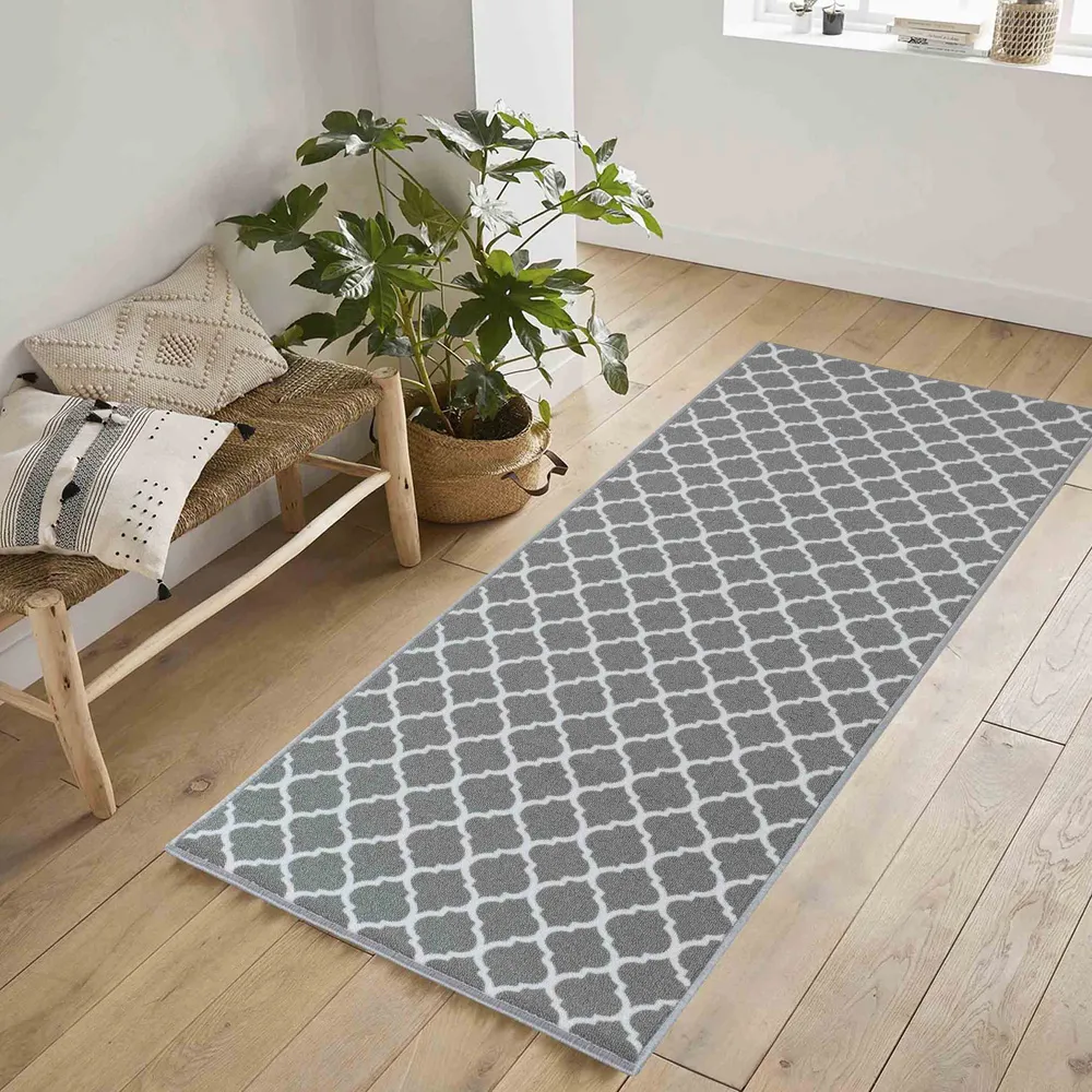 Havana Trellis Anti Slip Door Mat - Grey, Nylon