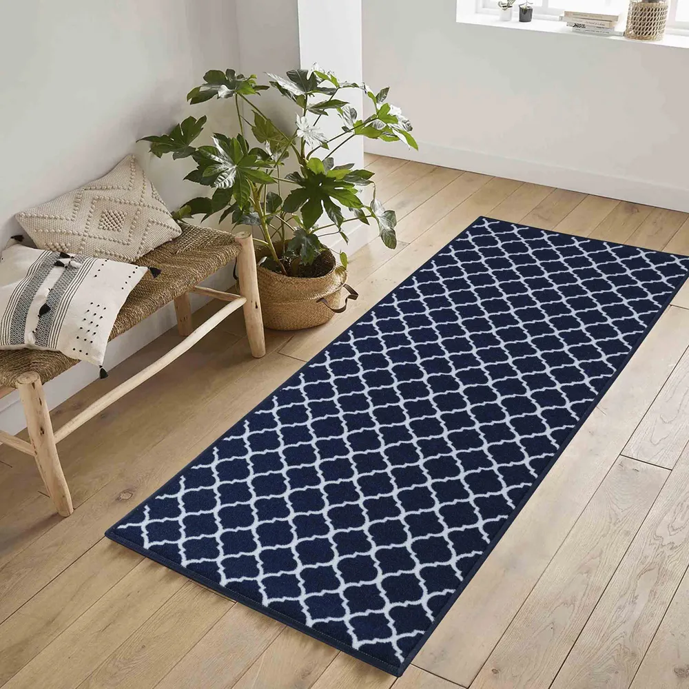 Havana Trellis Anti Slip Door Mat - Navy, Nylon