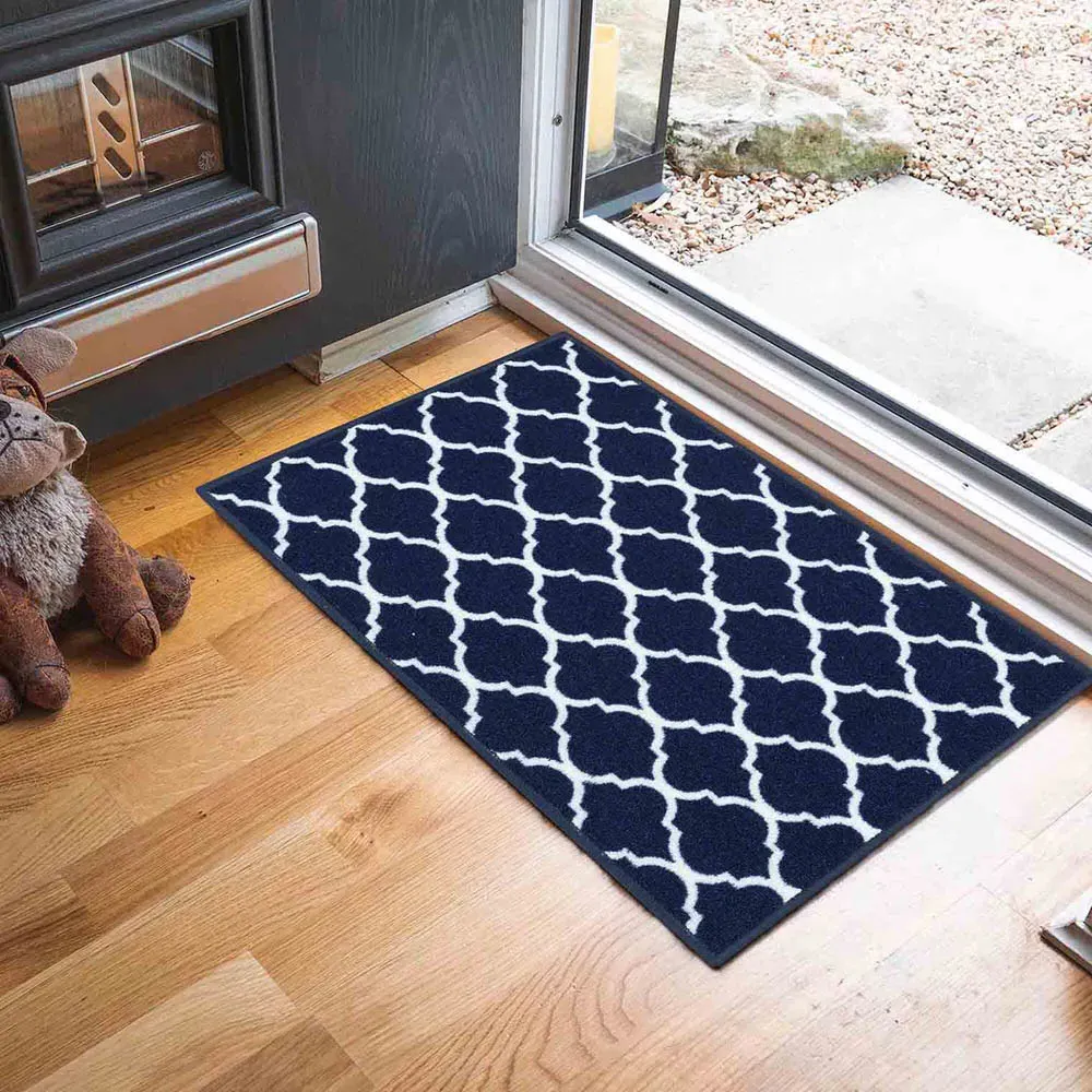 Havana Trellis Anti Slip Door Mat - Navy, Nylon