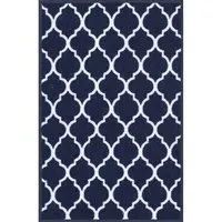 Havana Trellis Anti Slip Door Mat - Navy, Nylon