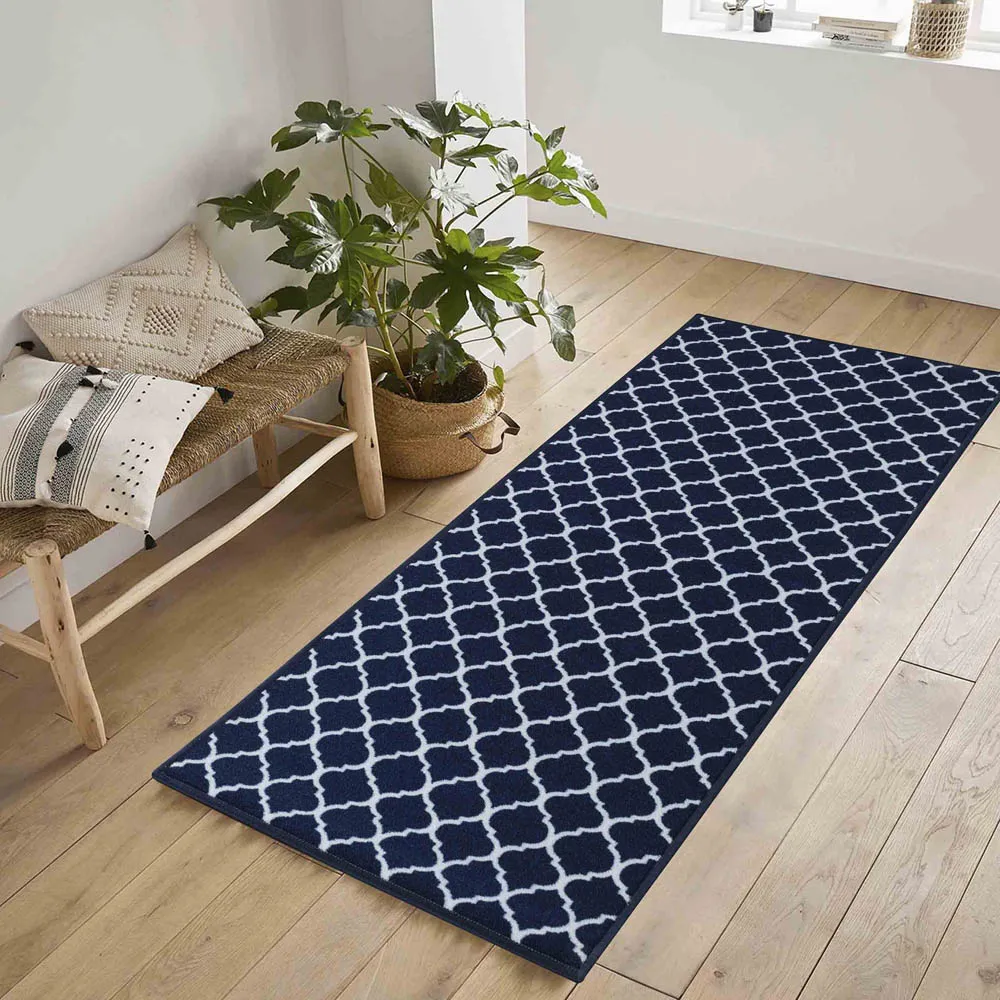 Havana Trellis Anti Slip Door Mat - Navy, Nylon