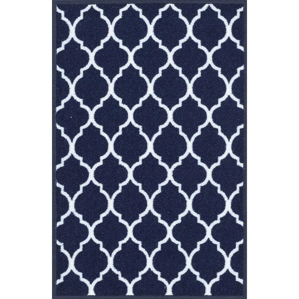 Havana Trellis Anti Slip Door Mat - Navy, Nylon