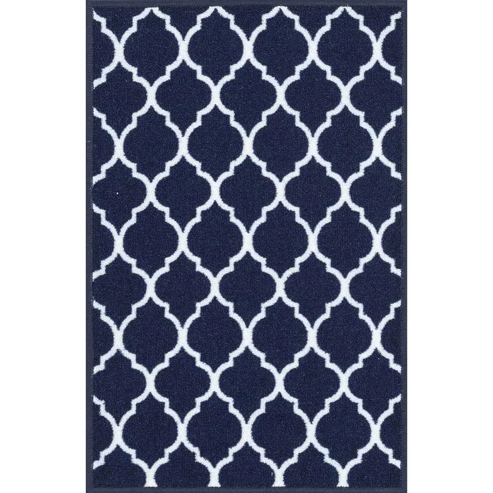 Havana Trellis Anti Slip Door Mat - Navy, Nylon image