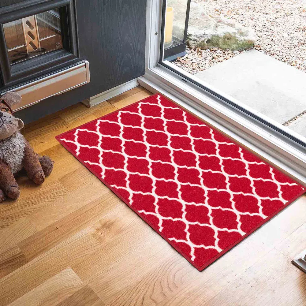 Havana Trellis Anti Slip Door Mat - Red, Nylon