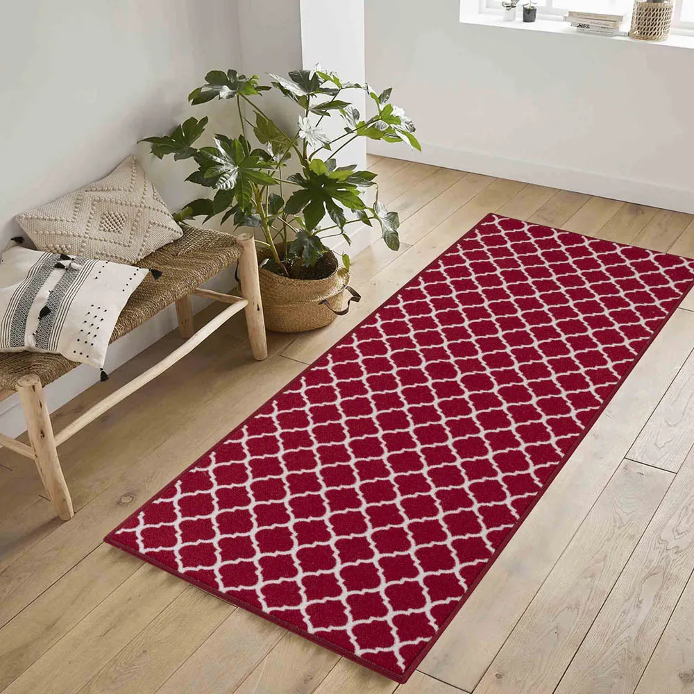 Havana Trellis Anti Slip Door Mat - Red, Nylon
