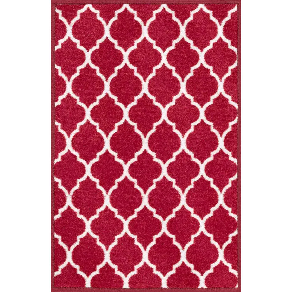Havana Trellis Anti Slip Door Mat - Red, Nylon