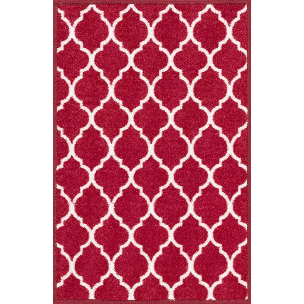 Havana Trellis Anti Slip Door Mat - Red, Nylon