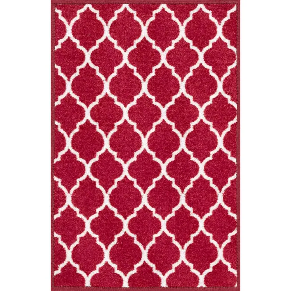Havana Trellis Anti Slip Door Mat - Red, Nylon