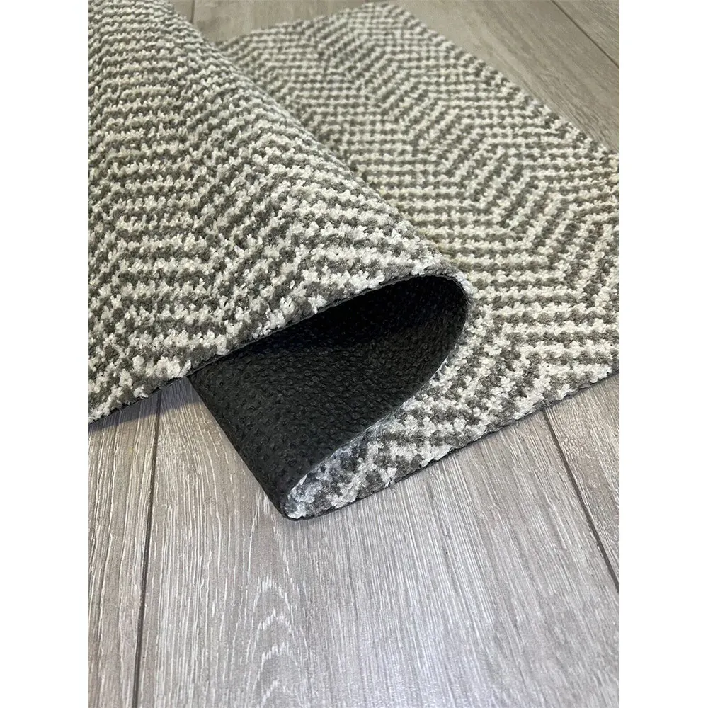 Herringbone Anti Slip Door Mat - Silver
