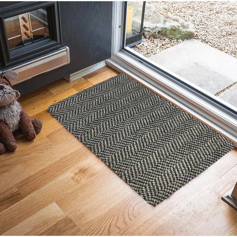 Herringbone Anti Slip Door Mat - Taupe
