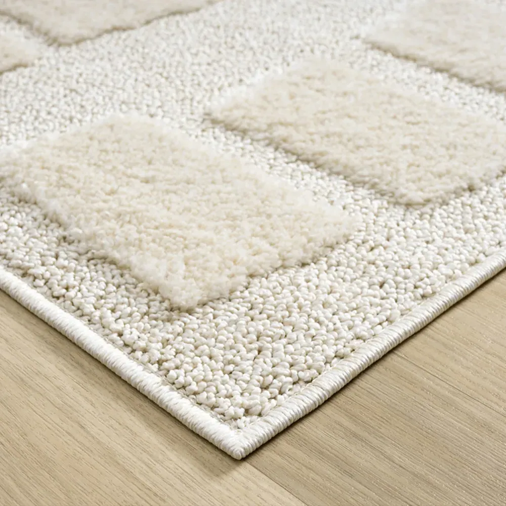 Isabella Embossed Cobble Rug - Cream, Polypropylene