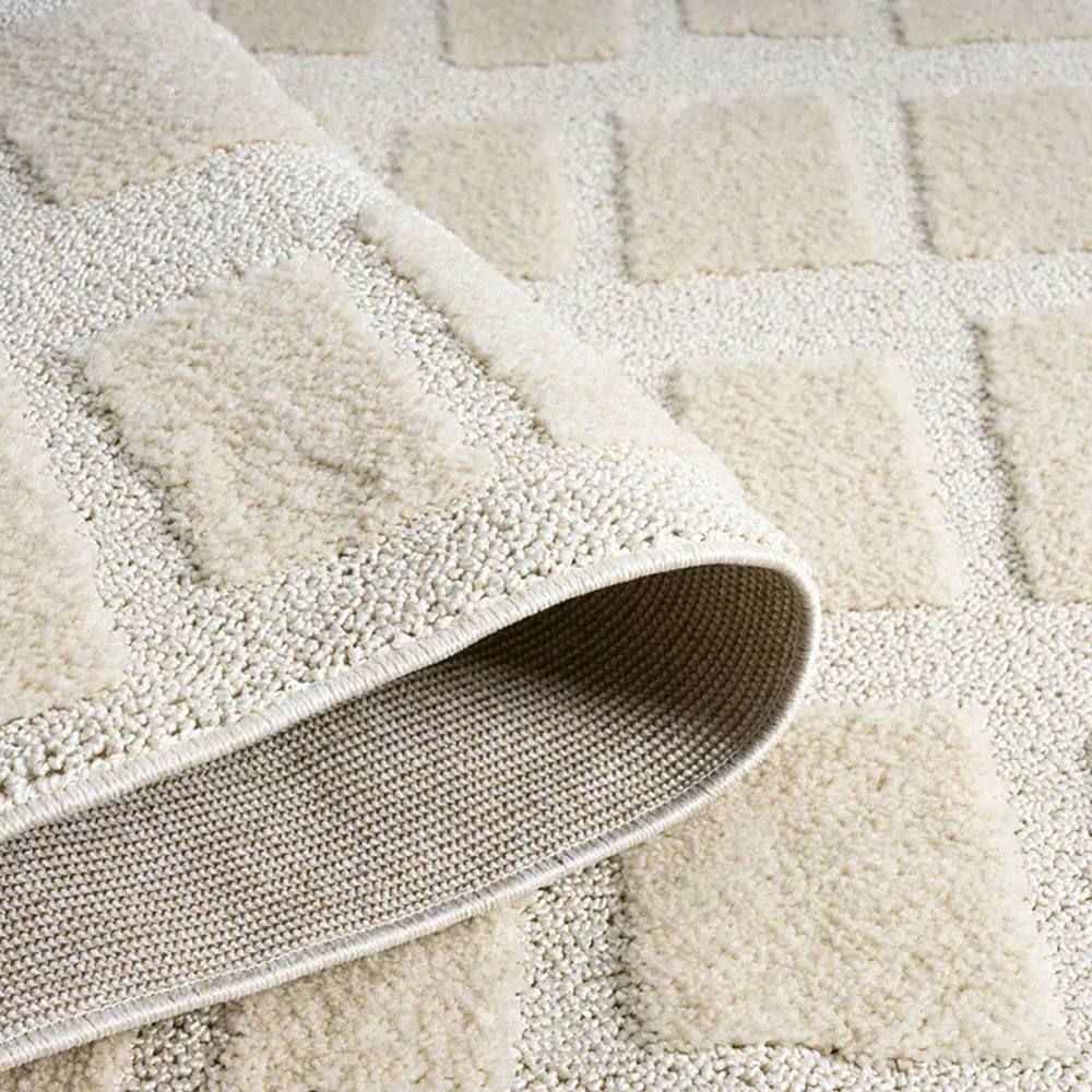 Isabella Embossed Cobble Rug - Cream, Polypropylene