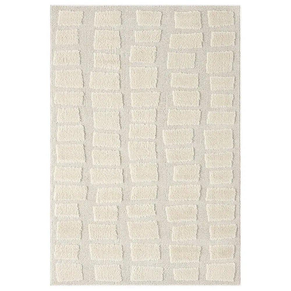 Isabella Embossed Cobble Rug - Cream, Polypropylene