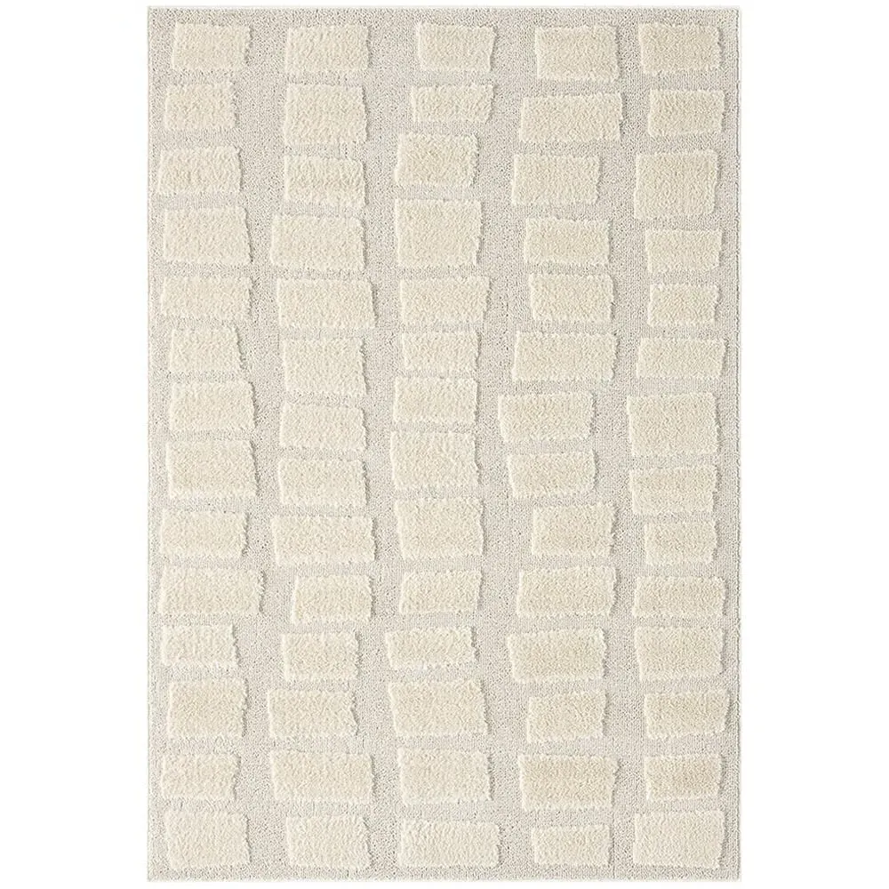 Isabella Embossed Cobble Rug - Cream, Polypropylene