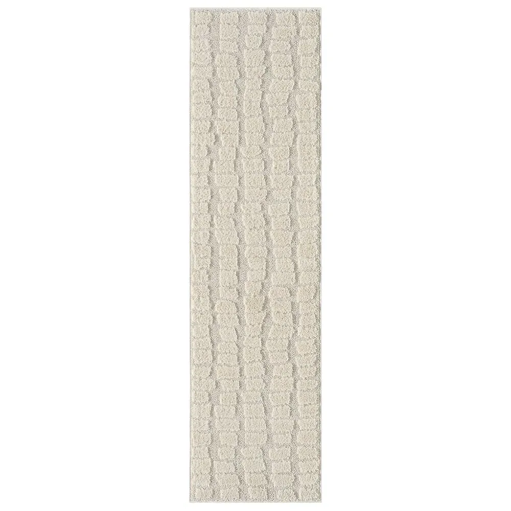 Isabella Embossed Cobble Rug - Cream, Polypropylene