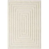 Isabella Embossed Geometric Rectangle Rug - Cream, Polypropylene