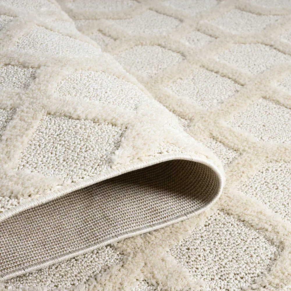 Isabella Embossed Imperial Trellis Rug - Cream, Polypropylene
