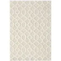 Isabella Embossed Imperial Trellis Rug - Cream, Polypropylene