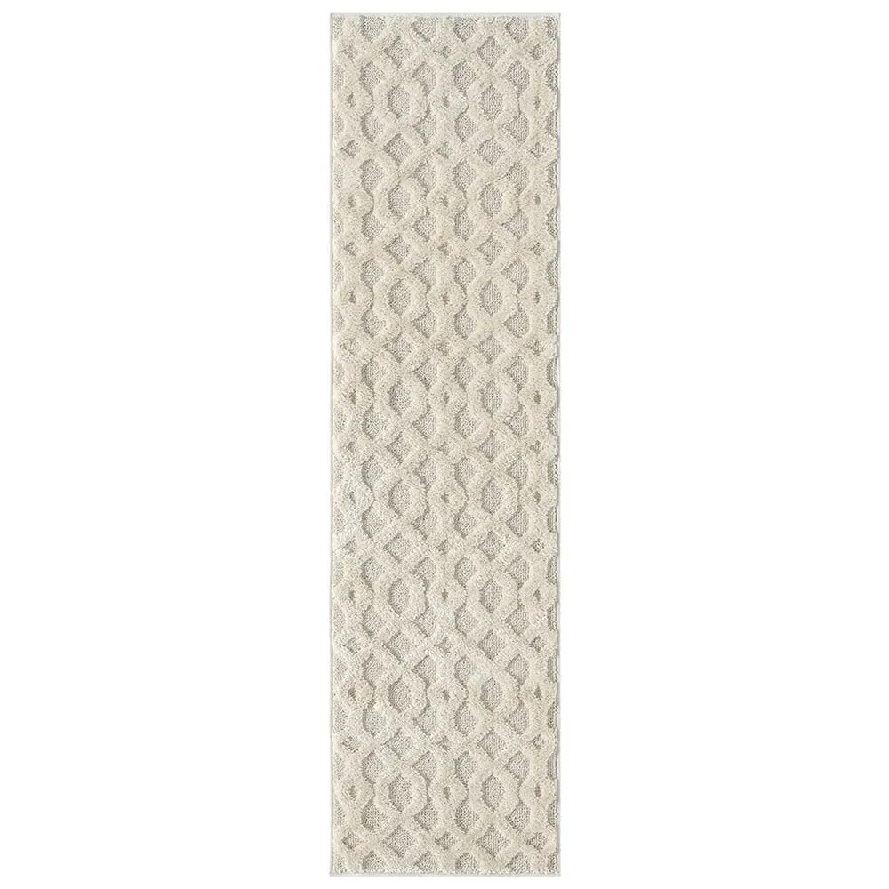 Isabella Embossed Imperial Trellis Rug - Cream, Polypropylene