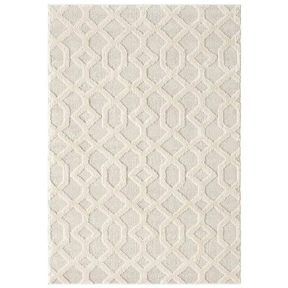 Isabella Embossed Imperial Trellis Rug - Cream, Polypropylene image
