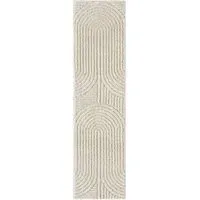 Isabella Embossed Mazia Arch Lines Rug - Cream, Polypropylene