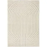 Isabella Embossed Mazia Arch Lines Rug - Cream, Polypropylene