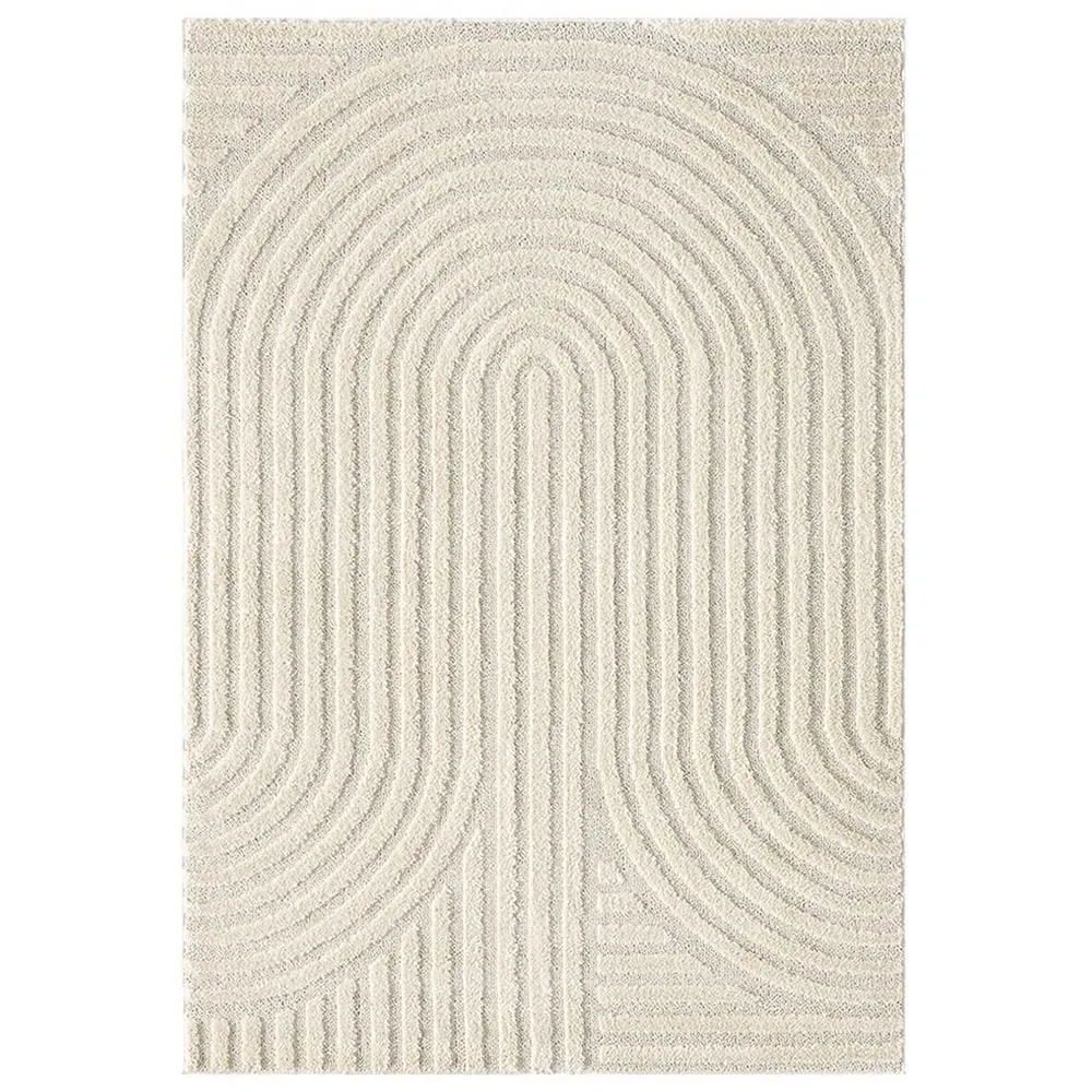 Isabella Embossed Mazia Arch Lines Rug - Cream, Polypropylene image