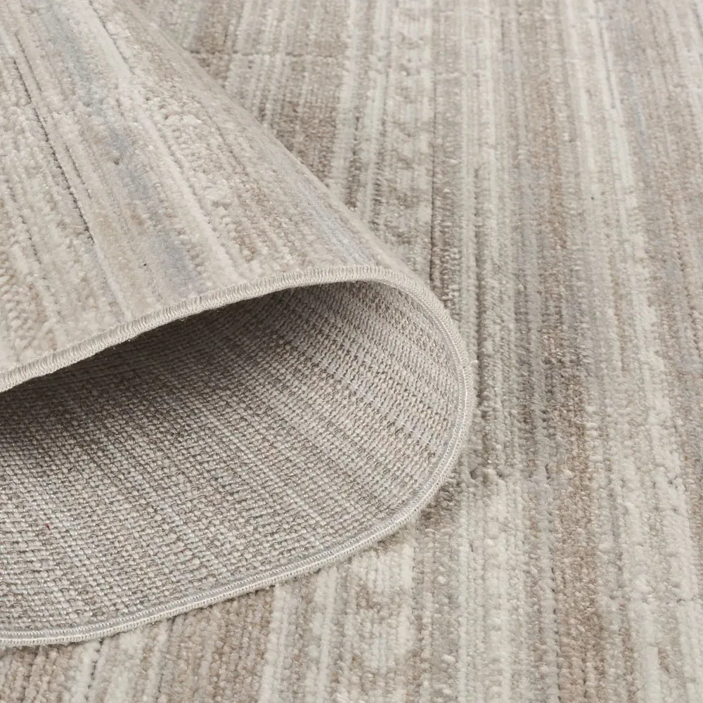 Maia Beige Motif Non Slip Rug - Cream, Polypropylene