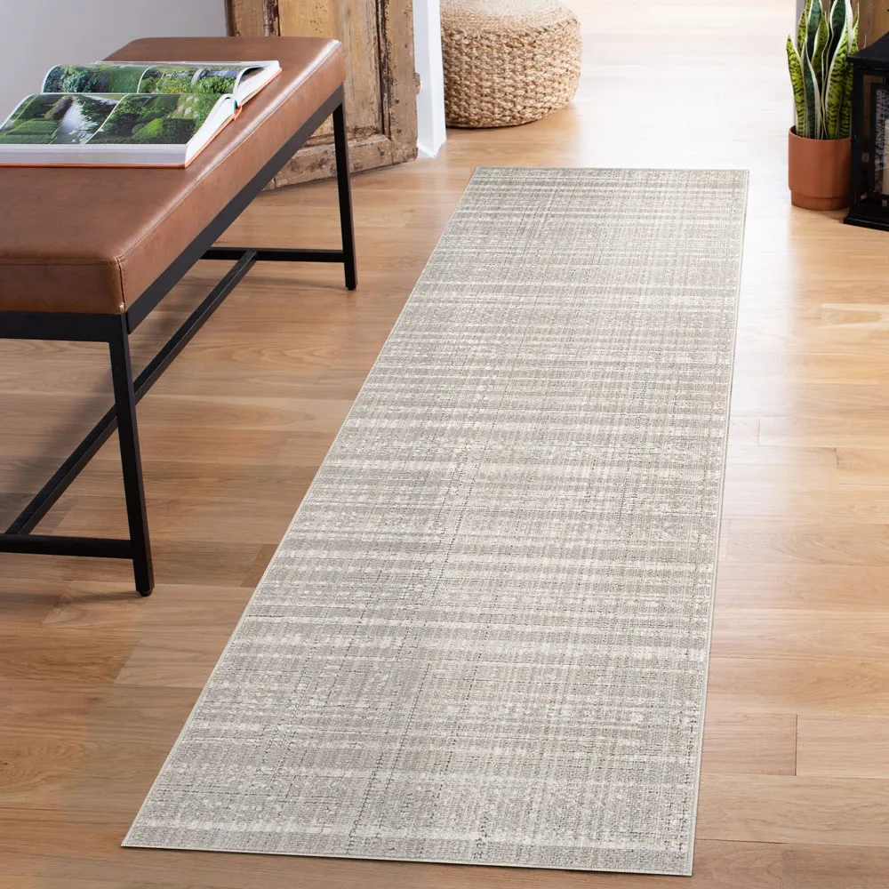 Maia Beige Motif Non Slip Rug - Cream, Polypropylene