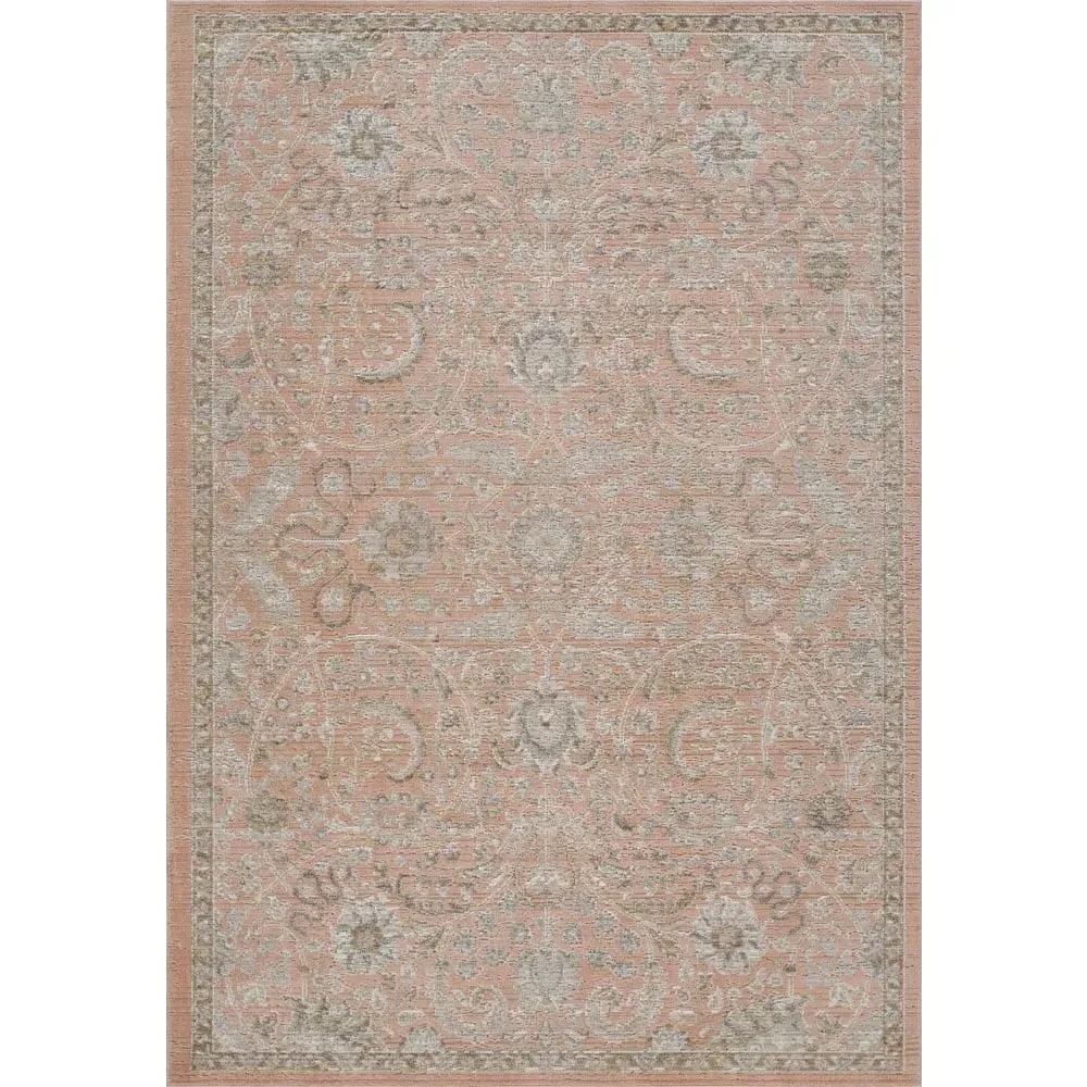 Maia Coral Floral Non Slip Rug - Orange, Polypropylene