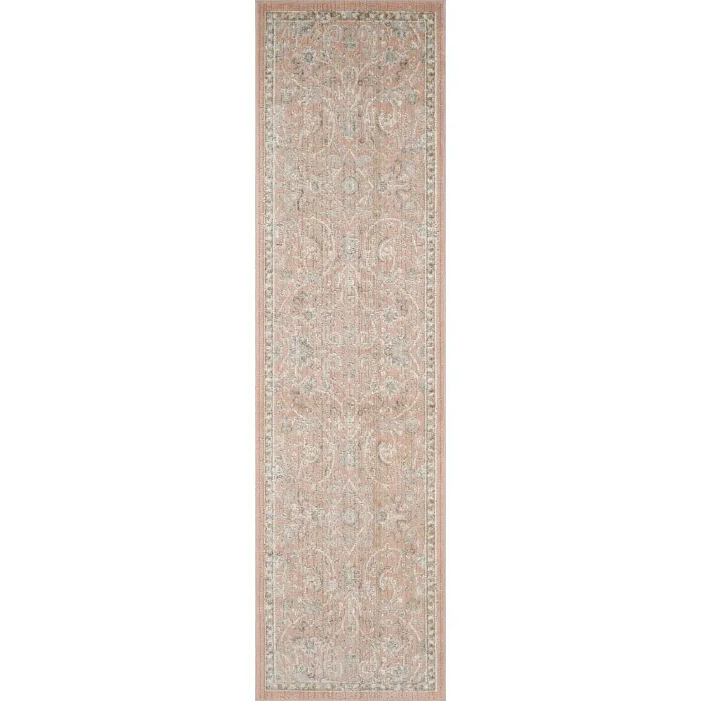 Maia Coral Floral Non Slip Rug - Orange, Polypropylene image