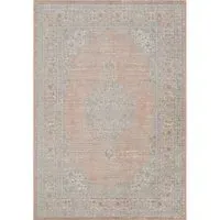 Maia Coral Orchid Floral Non Slip Rug - Orange, Polypropylene