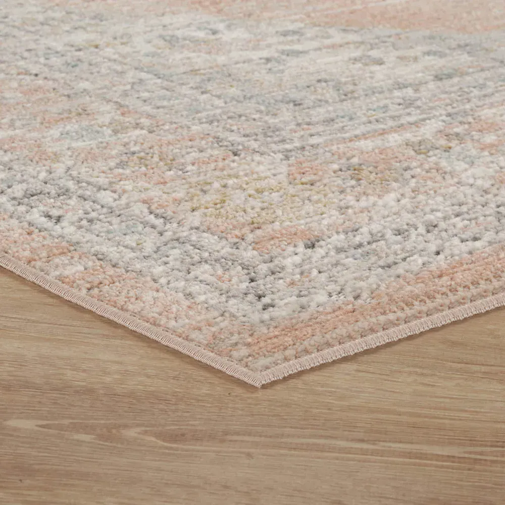 Maia Coral Orchid Floral Non Slip Rug - Orange, Polypropylene