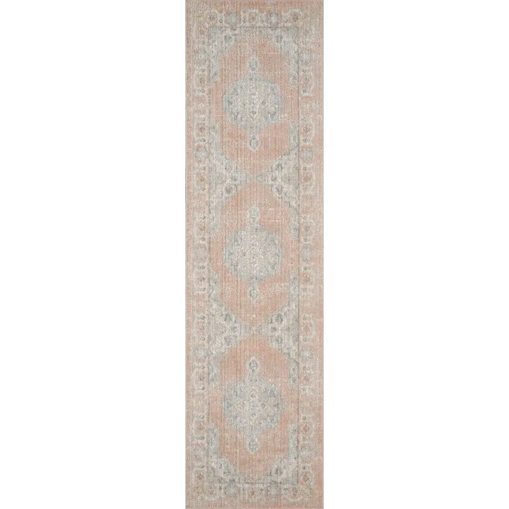 Maia Coral Orchid Floral Non Slip Rug - Orange, Polypropylene