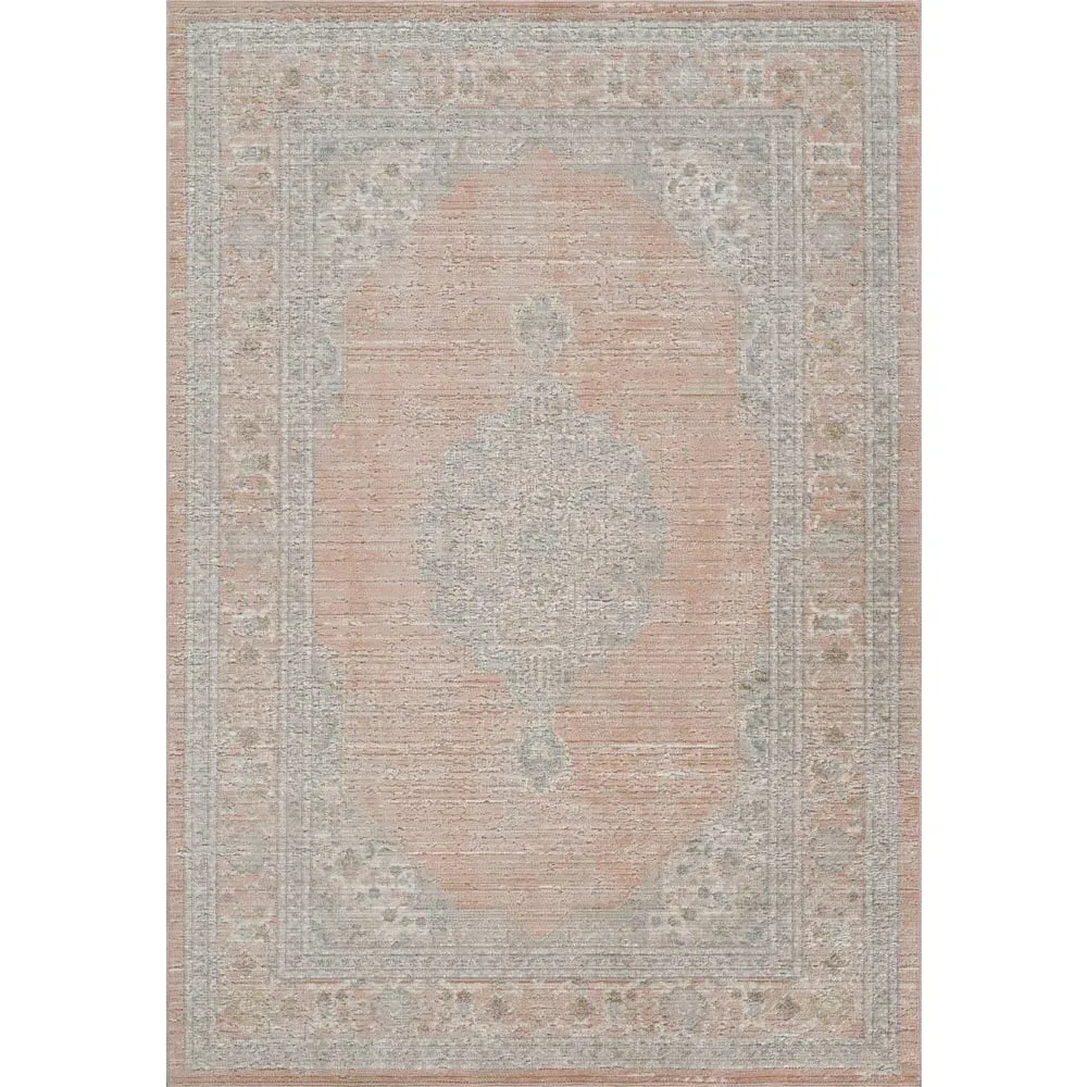 Maia Coral Orchid Floral Non Slip Rug - Orange, Polypropylene