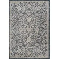 Maia Floral Non Slip Rug - Blue, Polypropylene