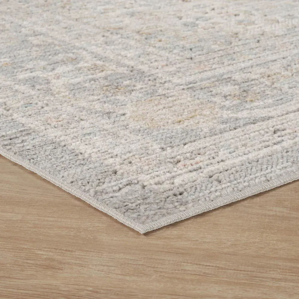 Maia Floral Non Slip Rug - Grey, Polypropylene