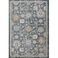 Maia Floral Non Slip Rug - Navy, Polypropylene