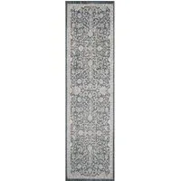 Maia Floral Non Slip Rug - Navy, Polypropylene